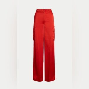 Ralph Lauren Satin Charmeuse Wide-Leg Cargo Pant